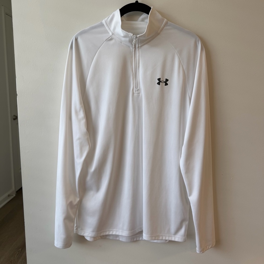 Under Armour Men’s 1/4 Zip Quarter Zip Athletic Pullover, White, Medium